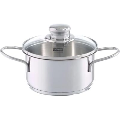 Fissler Mini-kookpan (Ø 12 cm, 0,5 l), kookgerei van roestvrij staal, voor snacks/kleine hapjes, met glazen deksel, compatibel met inductie Fissler Mini-kookpan (Ø 12 cm, 0,5 l), kookgerei van roestvrij staal, voor snacks/kleine hapjes, met glazen deksel, compatibel met inductie