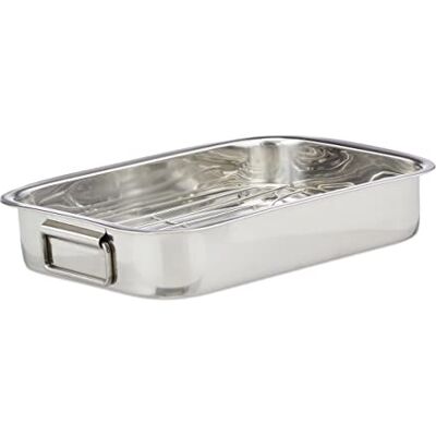 Relaxdays 10023739, braadpan met roestvrij staal, ovengeschikte Zwedenschaal, vaatwasmachinebestendig, braadpan, rooster, zilver Relaxdays 10023739, braadpan met roestvrij staal, ovengeschikte Zwedenschaal, vaatwasmachinebestendig, braadpan, rooster, zilver