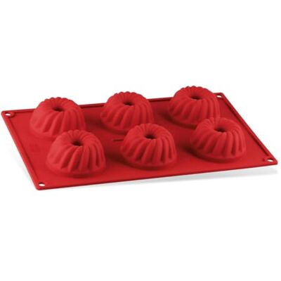 Dr. Oetker 1270 Plaat met 6 Mini-tulbandcake, siliconen vorm, tulbandvorm, siliconen, rood, 30 x 17,5 x 3,5 cm Dr. Oetker 1270 Plaat met 6 Mini-tulbandcake, siliconen vorm, tulbandvorm, siliconen, rood, 30 x 17,5 x 3,5 cm