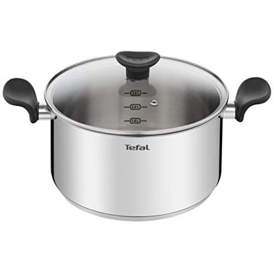 Rowenta Tefal Kookpan 24 cm (5 l) + glazen deksel, voor alle warmtebronnen inclusief inductie, hoogwaardig roestvrij staal, stoven, koken, Primary E3084604 Casserole inox induction pour mijoter et cuisiner pour 4 à 6 personnes Base diffuseur de chaleur Rowenta Tefal Kookpan 24 cm (5 l) + glazen deksel, voor alle warmtebronnen inclusief inductie, hoogwaardig roestvrij staal, stoven, koken, Primary E3084604 Casserole inox induction pour mijoter et cuisiner pour 4 à 6 personnes Base diffuseur de chaleur