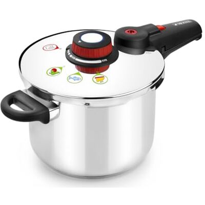 Monix Moderne snelkookpan van roestvrij staal, 9 liter, zilverkleurig Monix Moderne snelkookpan van roestvrij staal, 9 liter, zilverkleurig