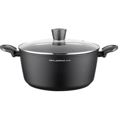 Florina Aluminium steelpan (6,1 l) I BONO inductiekookpan I 28 cm diameter I Kookpan voor inductie, gas, elektrisch I Kookgerei I Antiaanbaklaag I Kleur: zwart Florina Aluminium steelpan (6,1 l) I BONO inductiekookpan I 28 cm diameter I Kookpan voor inductie, gas, elektrisch I Kookgerei I Antiaanbaklaag I Kleur: zwart