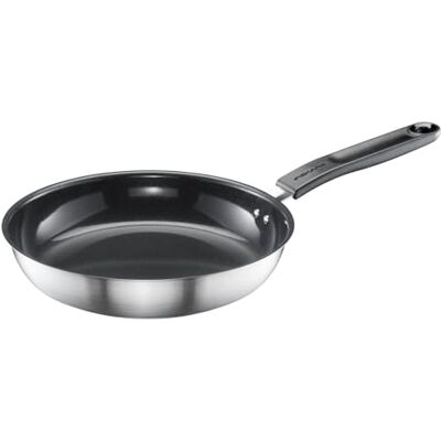 Fiskars Pan, Ø 24 cm, pan met antiaanbaklaag, geschikt voor alle fornuizen, gerecycled roestvrij staal, functionele vorm, zilver/zwart, 1072310 Fiskars Pan, Ø 24 cm, pan met antiaanbaklaag, geschikt voor alle fornuizen, gerecycled roestvrij staal, functionele vorm, zilver/zwart, 1072310