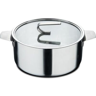 MasterPRO Sigma Grote pan met deksel, 9,2 l, 28 x 15 cm, roestvrij staal, meerlaags, duurzame handgreep, binnenmaat, geschikt voor verschillende warmtebronnen MasterPRO Sigma Grote pan met deksel, 9,2 l, 28 x 15 cm, roestvrij staal, meerlaags, duurzame handgreep, binnenmaat, geschikt voor verschillende warmtebronnen