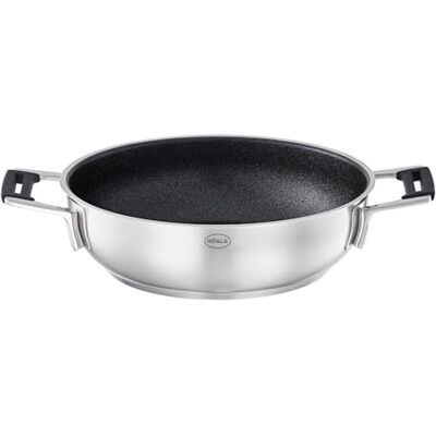 RÖSLE SILENCE PRO serveerpan, pan met krasbestendige premium anti-aanbaklaag ProResist, siliconen handgrepen, 24 cm, roestvrij staal 18/10, geschikt voor inductie, vaatwasmachinebestendig RÖSLE SILENCE PRO serveerpan, pan met krasbestendige premium anti-aanbaklaag ProResist, siliconen handgrepen, 24 cm, roestvrij staal 18/10, geschikt voor inductie, vaatwasmachinebestendig