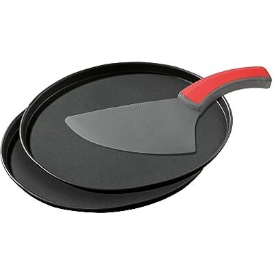 Zenker 7513 Pizzaset, pizzavorm, Napolitaanse pizzavorm, staal, nylon, zwart, 29 x 29 x 3 cm Zenker 7513 Pizzaset, pizzavorm, Napolitaanse pizzavorm, staal, nylon, zwart, 29 x 29 x 3 cm