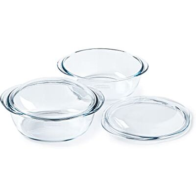 Pyrex Borosilicaatglazen pannen Set van 2 Stoompan, snel en smakelijk koken, magnetron- en vaatwasmachinebestendig (set van 2 braadpannen van 2,3 l) Pyrex Borosilicaatglazen pannen Set van 2 Stoompan, snel en smakelijk koken, magnetron- en vaatwasmachinebestendig (set van 2 braadpannen van 2,3 l)