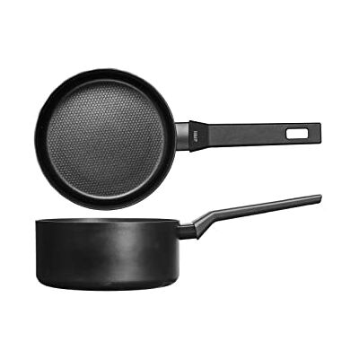 H&H Steelpan 1 handvat all black 20 cm H&H Steelpan 1 handvat all black 20 cm