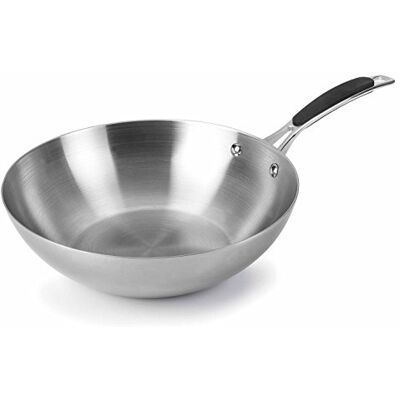 LACOR 53828 Wok, Trimetaal, roestvrij staal, grijs, 28 cm LACOR 53828 Wok, Trimetaal, roestvrij staal, grijs, 28 cm