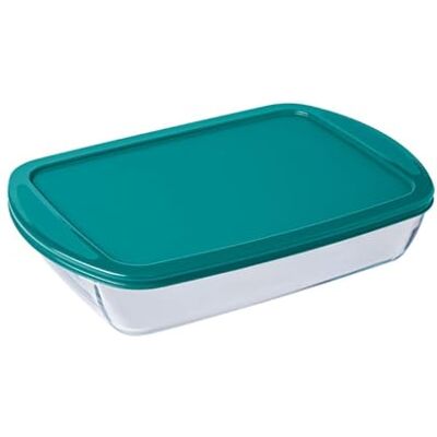 Pyrex FTE RECT PX groen met deksel, 40 x 27 cm, 4,5 l, ovenfontein, borosilicaatglas, meerkleurig Pyrex FTE RECT PX groen met deksel, 40 x 27 cm, 4,5 l, ovenfontein, borosilicaatglas, meerkleurig