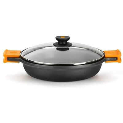 BRA Platte kookpan van gegoten aluminium, zwart, 36 cm 2 BRA Platte kookpan van gegoten aluminium, zwart, 36 cm 2