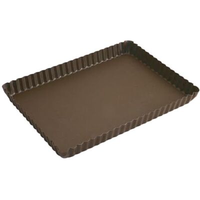 Gobel 225710 taartvorm, rechthoekig, 29 x 20,5 cm, geribbelde rand, vaste bodem, anti-aanbaklaag, bruin Gobel 225710 taartvorm, rechthoekig, 29 x 20,5 cm, geribbelde rand, vaste bodem, anti-aanbaklaag, bruin
