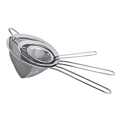 Pradel Excellence Set van 3 Chinese zeefjes van roestvrij staal diameter 8, 12 en 16 cm, grijs Pradel Excellence Set van 3 Chinese zeefjes van roestvrij staal diameter 8, 12 en 16 cm, grijs