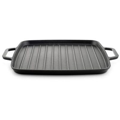 H&H Grillpan van geëmailleerd gietijzer, vierkant, 32 cm, met 2 handgrepen, geschikt voor inductie en alle kookplaten H&H Grillpan van geëmailleerd gietijzer, vierkant, 32 cm, met 2 handgrepen, geschikt voor inductie en alle kookplaten