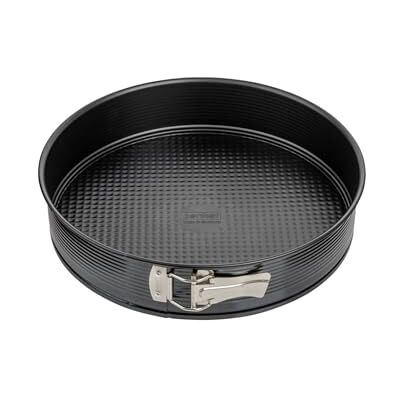 Zenker springvorm Ø 28 cm is een zwarte stalen bakvorm met lekbescherming en anti-aanbaklaag, ronde taartvorm met platte bodem (Kleur: zwart), Aantal: 1 stuk Zenker springvorm Ø 28 cm is een zwarte stalen bakvorm met lekbescherming en anti-aanbaklaag, ronde taartvorm met platte bodem (Kleur: zwart), Aantal: 1 stuk
