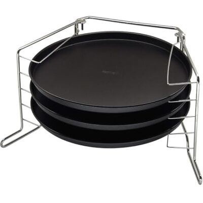 Zenker 7515 Pizzabakset, 3 pizzaplaten en 1 ovenrooster, pizzaplaat, pizzaplaat voor pizza, pizzaoven, pizzavorm, staal, zwart, 29 x 1,5 cm Zenker 7515 Pizzabakset, 3 pizzaplaten en 1 ovenrooster, pizzaplaat, pizzaplaat voor pizza, pizzaoven, pizzavorm, staal, zwart, 29 x 1,5 cm