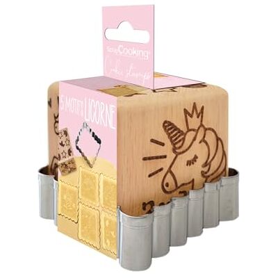 ScrapCooking Houten gebakstempel met eenhoorn-motief, met 1 uitsteekvorm voor koekjes en decoratieve kubus met 5 gegraveerde zijden van reliëf, decoratie, 5123 ScrapCooking Houten gebakstempel met eenhoorn-motief, met 1 uitsteekvorm voor koekjes en decoratieve kubus met 5 gegraveerde zijden van reliëf, decoratie, 5123