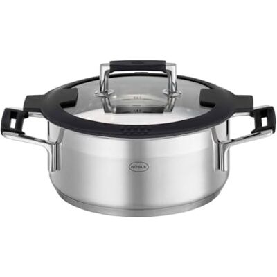 RÖSLE SILENCE PRO Sautoir, hoogwaardige universele pan van roestvrij staal 18/10, 20 cm, glazen deksel, binnenschaal, geschikt voor inductie, vaatwasmachinebestendig RÖSLE SILENCE PRO Sautoir, hoogwaardige universele pan van roestvrij staal 18/10, 20 cm, glazen deksel, binnenschaal, geschikt voor inductie, vaatwasmachinebestendig