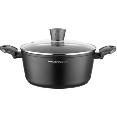 Florina Aluminium steelpan (4 l) I BONO inductiekookpan I 24 cm diameter I Kookpan voor inductie, gas, elektrisch I Kookgerei I Antiaanbaklaag I Kleur: zwart Florina Aluminium steelpan (4 l) I BONO inductiekookpan I 24 cm diameter I Kookpan voor inductie, gas, elektrisch I Kookgerei I Antiaanbaklaag I Kleur: zwart