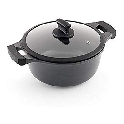Metaltex XPERT Hoge pan van gesmolten aluminium, 20 cm, ILAG antiaanbaklaag, 3-laags, volledige inductie, geschikt voor alle soorten fornuizen, 50 W, 2,6 liter, zwart Metaltex XPERT Hoge pan van gesmolten aluminium, 20 cm, ILAG antiaanbaklaag, 3-laags, volledige inductie, geschikt voor alle soorten fornuizen, 50 W, 2,6 liter, zwart