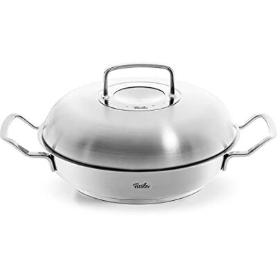 Fissler Original Profi Collection Ronde roestvrijstalen pan (2 l, Ø 24 cm) met deksel met grote capaciteit, Novogril kookoppervlak, binnenschaal inductie, 24 cm, zilver Fissler Original Profi Collection Ronde roestvrijstalen pan (2 l, Ø 24 cm) met deksel met grote capaciteit, Novogril kookoppervlak, binnenschaal inductie, 24 cm, zilver