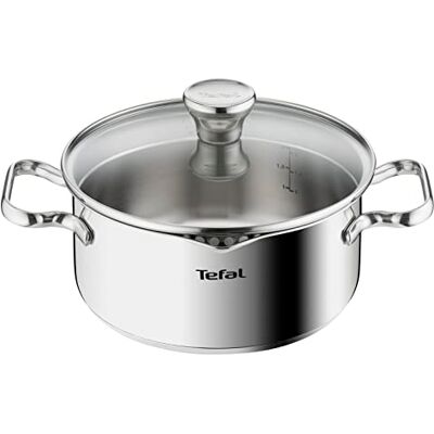 Tefal Duetto A70542 kookpan 16 cm, Kwalitiatief 18/10 roestvrij staal, maatverdeling, afgietdeksel, Geschikt voor alle warmtebronnen, inclusief inductie Grande casserole pour mijoter et cuire Couvercle passoire intégré Becs verseurs Compatible induction Tefal Duetto A70542 kookpan 16 cm, Kwalitiatief 18/10 roestvrij staal, maatverdeling, afgietdeksel, Geschikt voor alle warmtebronnen, inclusief inductie Grande casserole pour mijoter et cuire Couvercle passoire intégré Becs verseurs Compatible induction