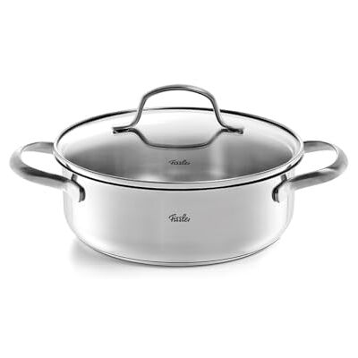 Fissler San Francisco Roestvrijstalen stoofpan (1,2 l Ø 16 cm) met glazen deksel, schenkrand, energiebesparend, ook inductie Fissler San Francisco Roestvrijstalen stoofpan (1,2 l Ø 16 cm) met glazen deksel, schenkrand, energiebesparend, ook inductie