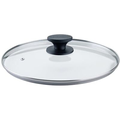Fackelmann Pannendeksel van glas, 28 cm, hittebestendig, bakeliethandvat, ombré-zwart, universeel deksel voor alle pannen Fackelmann Pannendeksel van glas, 28 cm, hittebestendig, bakeliethandvat, ombré-zwart, universeel deksel voor alle pannen