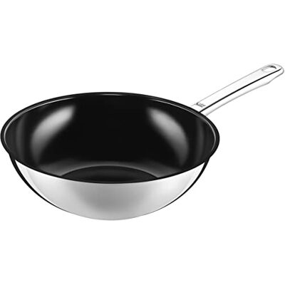 Silit 0081.6033.01 Wuhan Wok, Ø 28 cm, roestvrij staal, gecoate keramische pan, geschikt voor inductie, ovenbestendig, vrij van PTFE-PFOA Silit 0081.6033.01 Wuhan Wok, Ø 28 cm, roestvrij staal, gecoate keramische pan, geschikt voor inductie, ovenbestendig, vrij van PTFE-PFOA