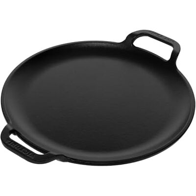 VICTORIA Grillplaat van geëmailleerd gietijzer, inductie, voor pizza, pan 25 cm met handgrepen, vuur, grill, oven, comal zonder giftig en zonder PTFE VICTORIA Grillplaat van geëmailleerd gietijzer, inductie, voor pizza, pan 25 cm met handgrepen, vuur, grill, oven, comal zonder giftig en zonder PTFE