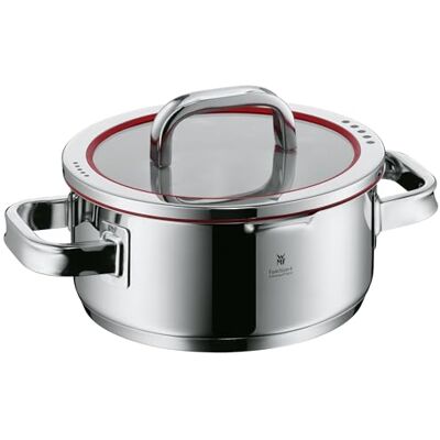 WMF Function 4 petites marmites 20 cm, couvercle en verre, cocotte à induction 2,5 l, acier inoxydable Cromargan poli, 4 fonctions d'égouttement, graduation intérieure, rouge WMF Function 4 petites marmites 20 cm, couvercle en verre, cocotte à induction 2,5 l, acier inoxydable Cromargan poli, 4 fonctions d'égouttement, graduation intérieure, rouge