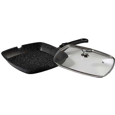 Pradel Excellence Grillpan van gegoten aluminium, anti-condens-glazen deksel anti-aanbaklaag "steenachtig", afneembare handgreep geschikt voor alle warmtebronnen, inclusief inductie, vaatwasser 28 x 28 cm Pradel Excellence Grillpan van gegoten aluminium, anti-condens-glazen deksel anti-aanbaklaag "steenachtig", afneembare handgreep geschikt voor alle warmtebronnen, inclusief inductie, vaatwasser 28 x 28 cm