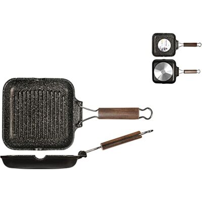 Home H&H Grillpan van steen, antiaanbaklaag, met handvat, opvouwbare kookpan, 20 cm Home H&H Grillpan van steen, antiaanbaklaag, met handvat, opvouwbare kookpan, 20 cm