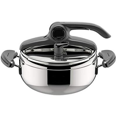 Lagostina Mia Lagoeasy'UP Snelkookpan 3,5 L in 18/10 Roestvrij Staal Ø 22 cm, Inductie- en Gaspan, Deksel opent gemakkelijk, 3-laags Irradial Plus Bodem, Vaatwasmachinebestendig Lagostina Mia Lagoeasy'UP Snelkookpan 3,5 L in 18/10 Roestvrij Staal Ø 22 cm, Inductie- en Gaspan, Deksel opent gemakkelijk, 3-laags Irradial Plus Bodem, Vaatwasmachinebestendig