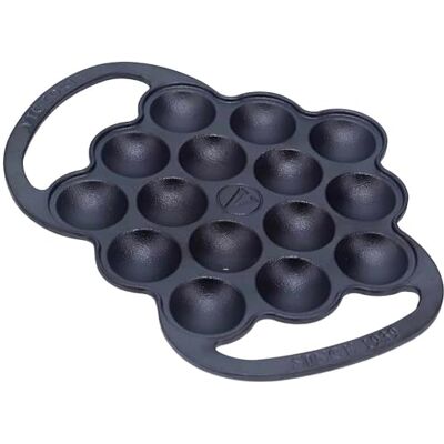 VICTORIA Poffertjespan van gietijzer, gekruid, 15 holtes, voor mini-pannenkoeken, blinis, takoyaki, geschikt voor inductie, oven en barbecue, natuurlijke antiaanbaklaag, zonder PFOA, Provolonera voor VICTORIA Poffertjespan van gietijzer, gekruid, 15 holtes, voor mini-pannenkoeken, blinis, takoyaki, geschikt voor inductie, oven en barbecue, natuurlijke antiaanbaklaag, zonder PFOA, Provolonera voor