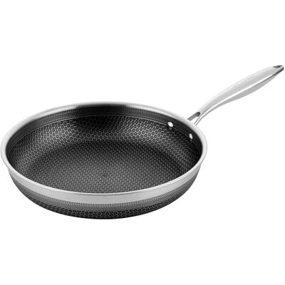 Florina Pan van roestvrij staal (30 cm), inductiepan LE Gourmet, antiaanbaklaag, ergonomische handgreep, koekenpannen, geschikt voor inductie, gas en elektrische kookplaat Florina Pan van roestvrij staal (30 cm), inductiepan LE Gourmet, antiaanbaklaag, ergonomische handgreep, koekenpannen, geschikt voor inductie, gas en elektrische kookplaat