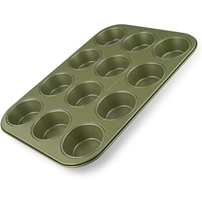 Zenker 7456 bakvorm voor 12 muffins en cupcakes, groene vorm, milieuvriendelijk, antiaanbaklaag, ILAG, carnaubawas, 38,5 x 26,5 cm Zenker 7456 bakvorm voor 12 muffins en cupcakes, groene vorm, milieuvriendelijk, antiaanbaklaag, ILAG, carnaubawas, 38,5 x 26,5 cm