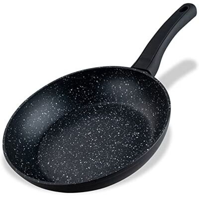 Fackelmann Marble braadpan, 24 cm, antiaanbaklaag, van 90% gerecycled aluminium met ergonomische kunststof handgreep, kleine inductiepan voor koken en braden Fackelmann Marble braadpan, 24 cm, antiaanbaklaag, van 90% gerecycled aluminium met ergonomische kunststof handgreep, kleine inductiepan voor koken en braden