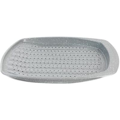 Salter Marblestone Baking Tray – 38 cm non-stick ovenbord, Crisper Tray, lichtgewicht koolstofstaal, gemakkelijk schoon, rechthoekige chipbak, geperforeerde basis voor zelfs koken, oven veilig tot 220 °C, PFOA-vrij Salter Marblestone Baking Tray – 38 cm non-stick ovenbord, Crisper Tray, lichtgewicht koolstofstaal, gemakkelijk schoon, rechthoekige chipbak, geperforeerde basis voor zelfs koken, oven veilig tot 220 °C, PFOA-vrij