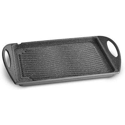 Lagostina Speciale anti-aanbakplaat voor gas en oven van gegoten aluminium, 34 x 26 cm, grill en grill, ergonomische hulzen Lagostina Speciale anti-aanbakplaat voor gas en oven van gegoten aluminium, 34 x 26 cm, grill en grill, ergonomische hulzen