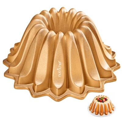 Nutrichef Savarin-vorm, 23 cm, dikke aluminium bakvorm met antiaanbaklaag, voor taarten, kroon, gelijkmatig bakken, gemakkelijk uit de vorm te halen Nutrichef Savarin-vorm, 23 cm, dikke aluminium bakvorm met antiaanbaklaag, voor taarten, kroon, gelijkmatig bakken, gemakkelijk uit de vorm te halen