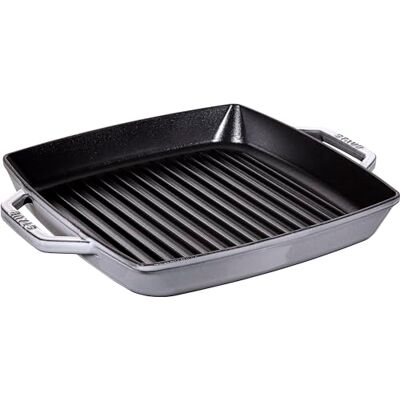 STAUB 40511-684-0 Grillpfanne mit zwei Griffen, quadratisch, 28 cm, Gusseisen, graphitgrau, 39 x 32,5 x 5,0 cm STAUB 40511-684-0 Grillpfanne mit zwei Griffen, quadratisch, 28 cm, Gusseisen, graphitgrau, 39 x 32,5 x 5,0 cm