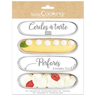 ScrapCooking 4 ovale geperforeerde taartcirkels Individuele taartframes 15 x 4 cm Bakvormen van roestvrij staal Gelijkmatig bakken Accessoires voor gebak Dessert Cake 1325 ScrapCooking 4 ovale geperforeerde taartcirkels Individuele taartframes 15 x 4 cm Bakvormen van roestvrij staal Gelijkmatig bakken Accessoires voor gebak Dessert Cake 1325