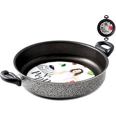 Home Salt N'Pepper braadpan met antiaanbaklaag met 2 handgrepen, aluminium, zwart/grijs, 30 cm Home Salt N'Pepper braadpan met antiaanbaklaag met 2 handgrepen, aluminium, zwart/grijs, 30 cm