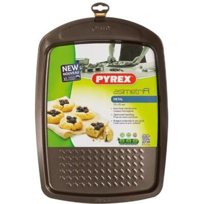 Pyrex Asimetria Bakplaat van metaal, antiaanbaklaag, 33 x 25 cm Pyrex Asimetria Bakplaat van metaal, antiaanbaklaag, 33 x 25 cm