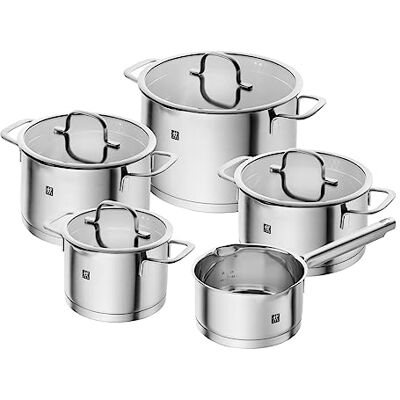 ZWILLING TrueFlow Batterie de cuisine 5 pièces avec bec verseur, convient à l'induction, en acier inoxydable, argenté ZWILLING TrueFlow Batterie de cuisine 5 pièces avec bec verseur, convient à l'induction, en acier inoxydable, argenté