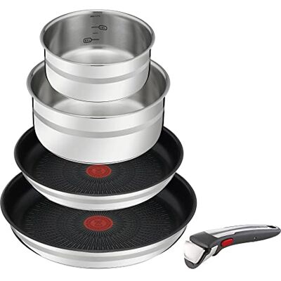 Tefal Jamie Oliver by Ingenio L97696 5-delige pannenset met afneembare handgreep, stapelbaar, ruimtebesparend, inductie met antiaanbaklaag, eenvoudig te bedienen en te reinigen Tefal Jamie Oliver by Ingenio L97696 5-delige pannenset met afneembare handgreep, stapelbaar, ruimtebesparend, inductie met antiaanbaklaag, eenvoudig te bedienen en te reinigen