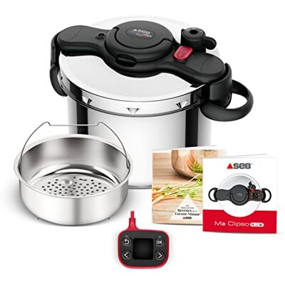 SEB Clipso Now+ Snelkookpan, 9 l, perfecte kookresultaten, tijdbesparend, eenvoudig openen, intelligente timer, gemaakt in Frankrijk, inklapbare handgrepen P4904950 SEB Clipso Now+ Snelkookpan, 9 l, perfecte kookresultaten, tijdbesparend, eenvoudig openen, intelligente timer, gemaakt in Frankrijk, inklapbare handgrepen P4904950