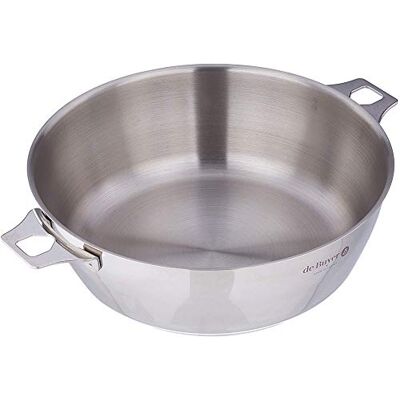 DE BUYER Gebogen stoofpan van roestvrij staal MILADY, voor afneembare handgreep TWISTY Diameter 24 cm Zilver DE BUYER Gebogen stoofpan van roestvrij staal MILADY, voor afneembare handgreep TWISTY Diameter 24 cm Zilver