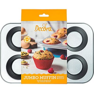 Decora 0070040 bakvorm 6 Jumbo Muffin Ø 9 cm 34 x 22 x 4,5 H cm Decora 0070040 bakvorm 6 Jumbo Muffin Ø 9 cm 34 x 22 x 4,5 H cm
